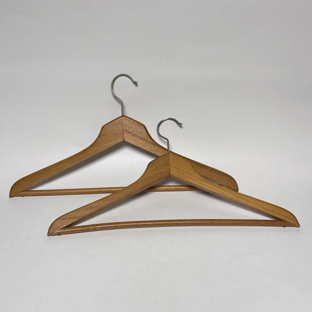 Vintage‎ Wooden Coat Clothes Suit Hangers Set of Two
